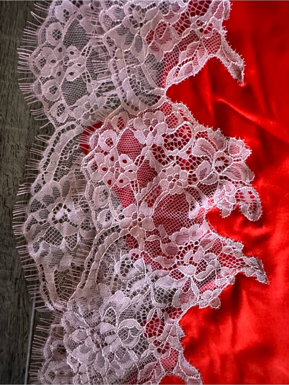 SKIMS Silk Lace Mini Slip Dress Ruby Contrast Size Small - Picture 3 of 7